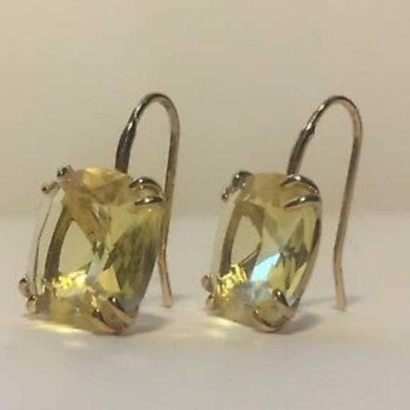 :: S&D Citrine LUXE Cushion Drop Earrings - Picture 5 of 6